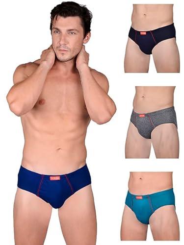 frenchie plus men's 100% combed cotton solid brief with soft concealed waistband - pack of 4 (90cm)