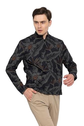 snitch sleek floral printed jacket for men (blue, m)