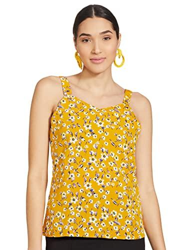 marie claire women's floral regular blouse (mc1693_mustard s)