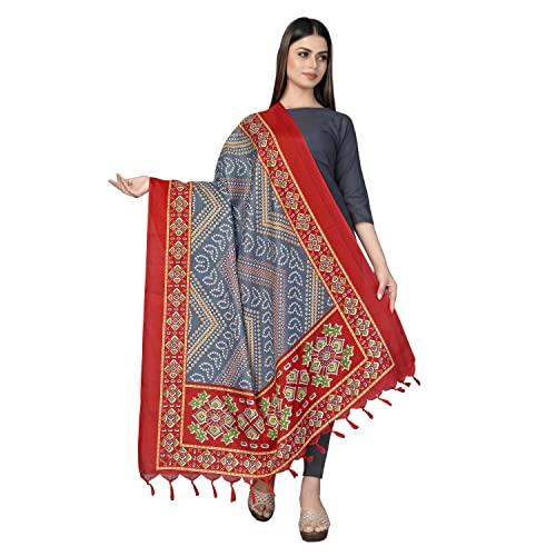 sidhidata women's bandhani printed khadi cotton silk dupatta (dup bandhej red_red_2.25 mtr)