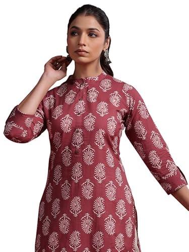 indo era women's printed straight smart casual kurta (shdpu7866_x-large) mauve