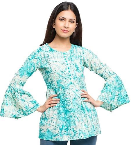 yash gallery women's regular fit tunic shirt turquoise. 2xl