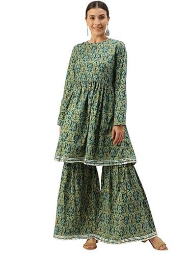 hritika women's floral print green kurta set_(hrkr2_tyr_8009ks_s)