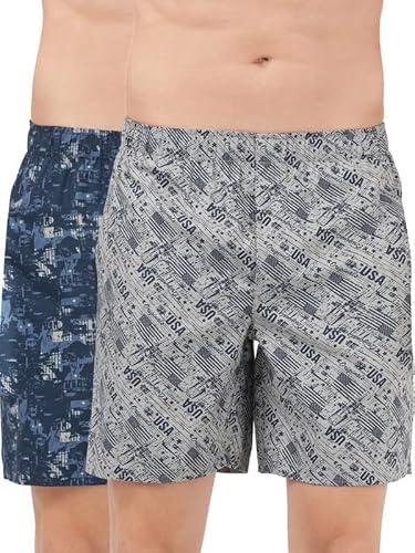 jockey men's super combed mercerized cotton woven printed boxer shorts with side pockets | pack of 2 colors & prints may vary |_style_us57_navy nickle_m