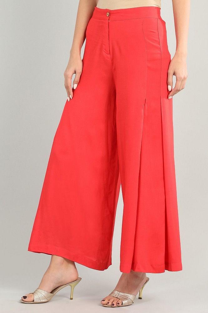 red solid palazzos