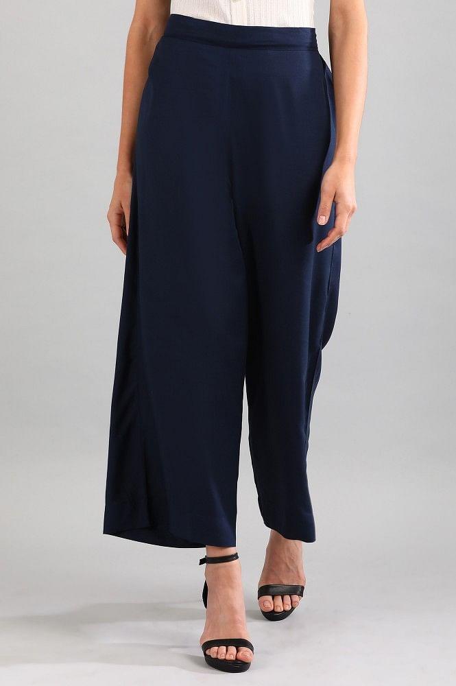 navy solid palazzos