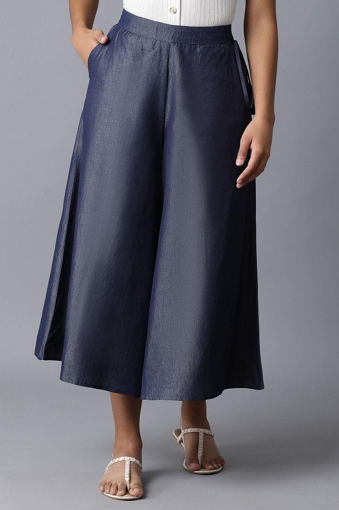 blue straight culottes