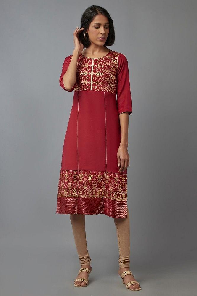 rhubarb floral print kurta