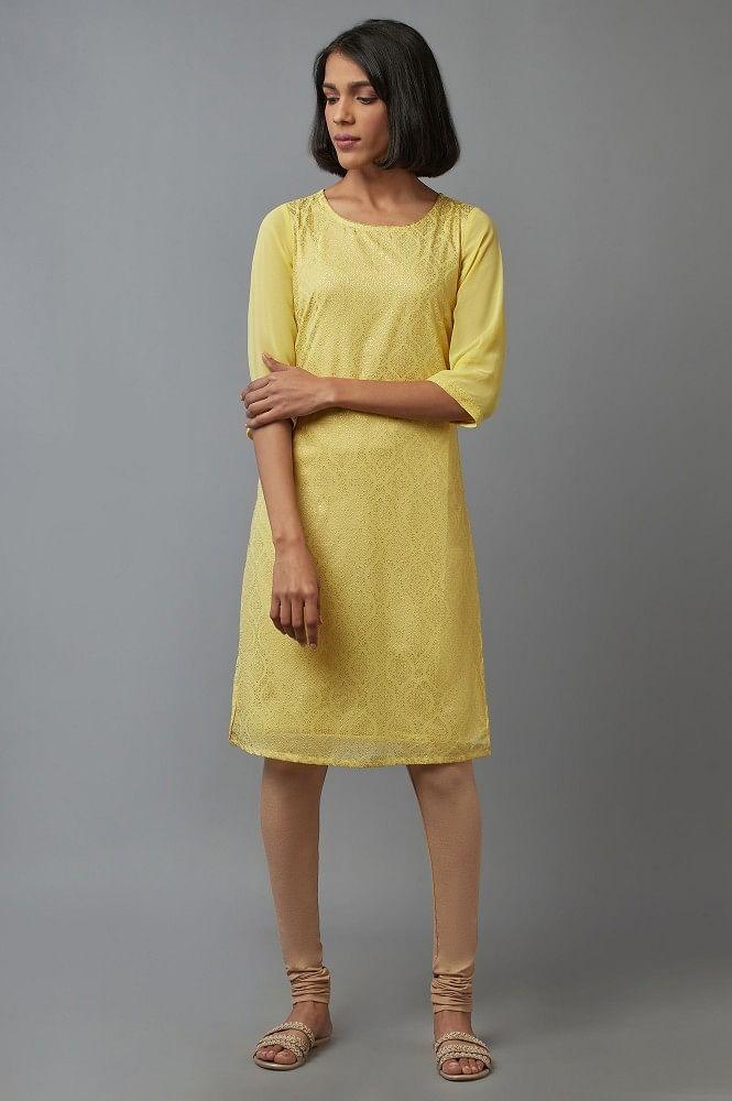 yellow printed kurta