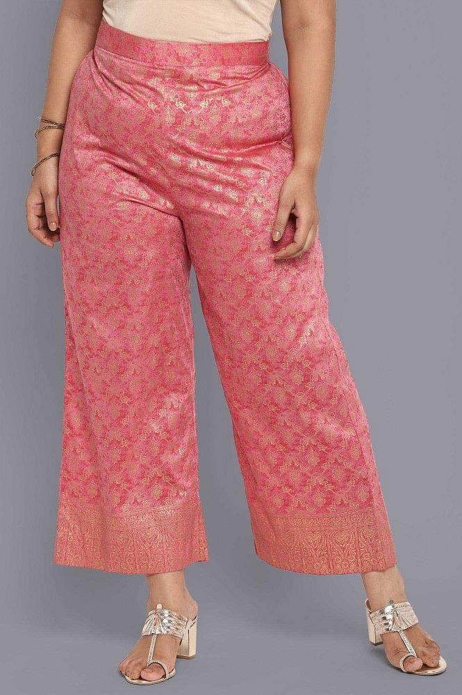 pink printed palazzos