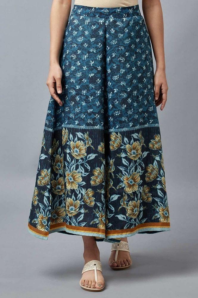 blue printed culottes