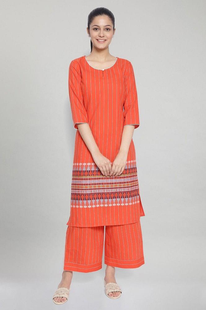 burnt orange ethnic kurta and palazzo set