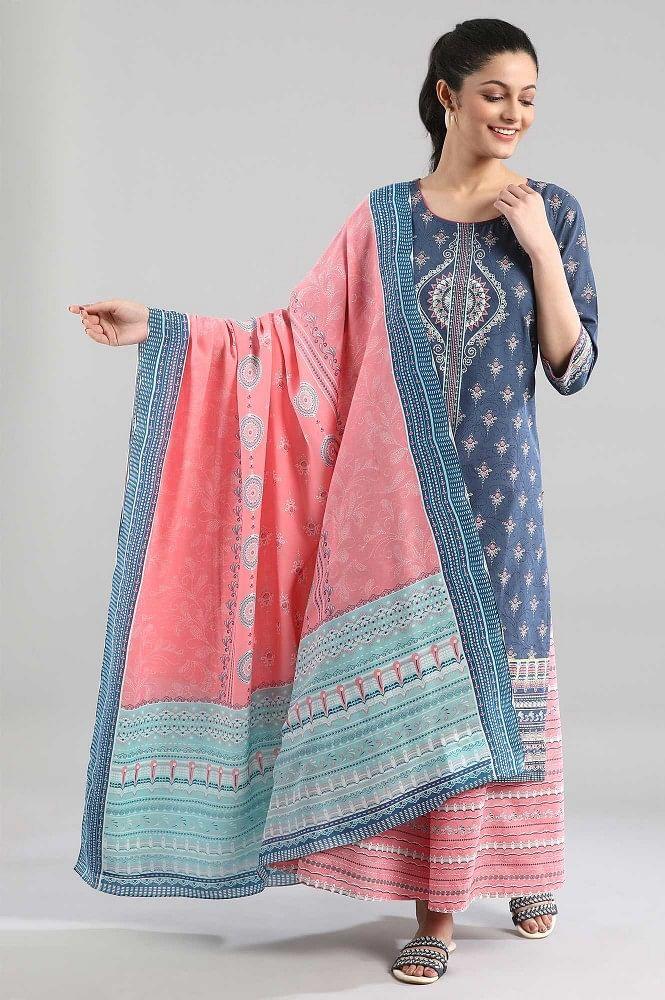 pink printed dupatta