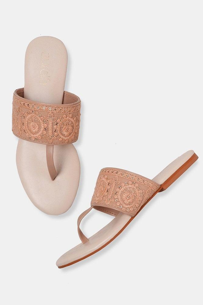 aurelia blush embroidered round toe flat-zrory