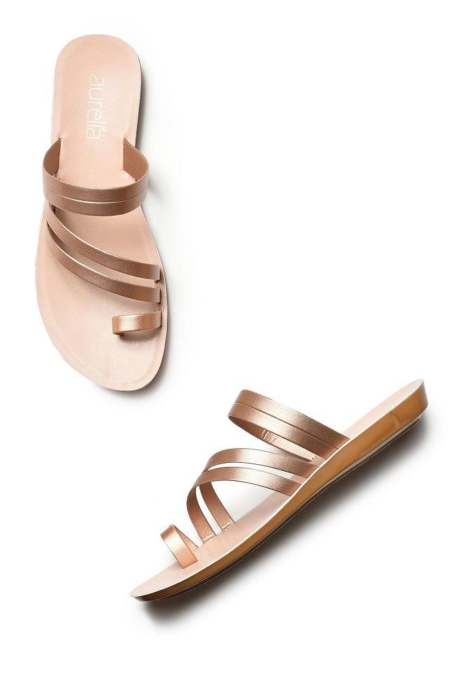 aurelia solid rose gold almond toe flat