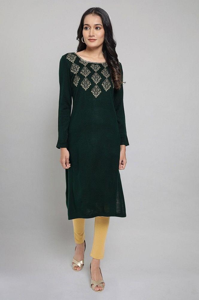 green winter kurta