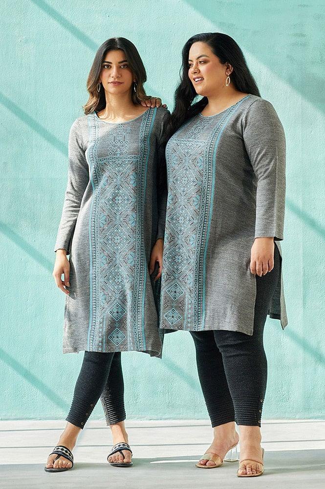 grey ethnic winter kurta