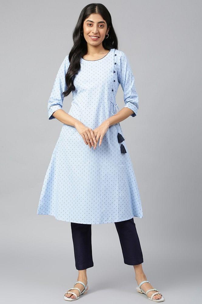 blue kurta-white palazzo set