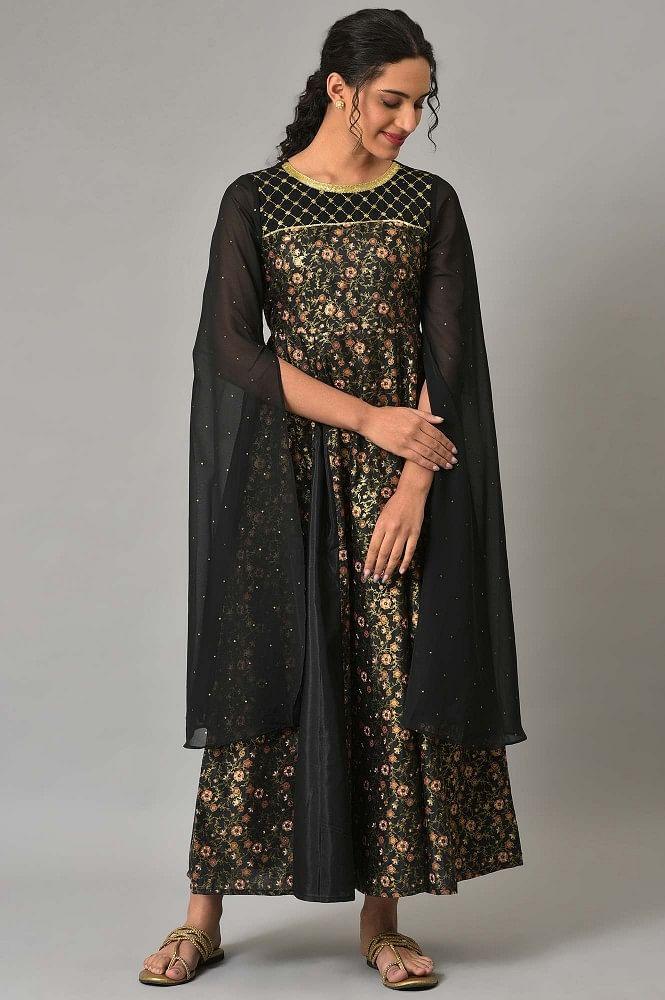 black fairy sleeves festive dress