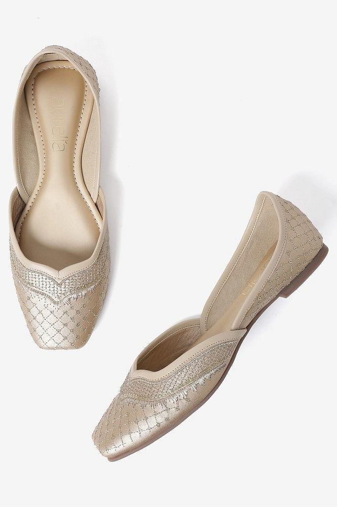 aurelia embroidered gold square flat