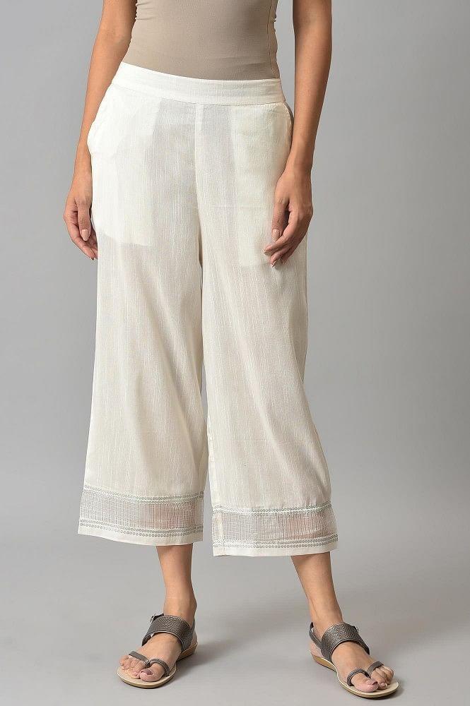 white gathered culottes