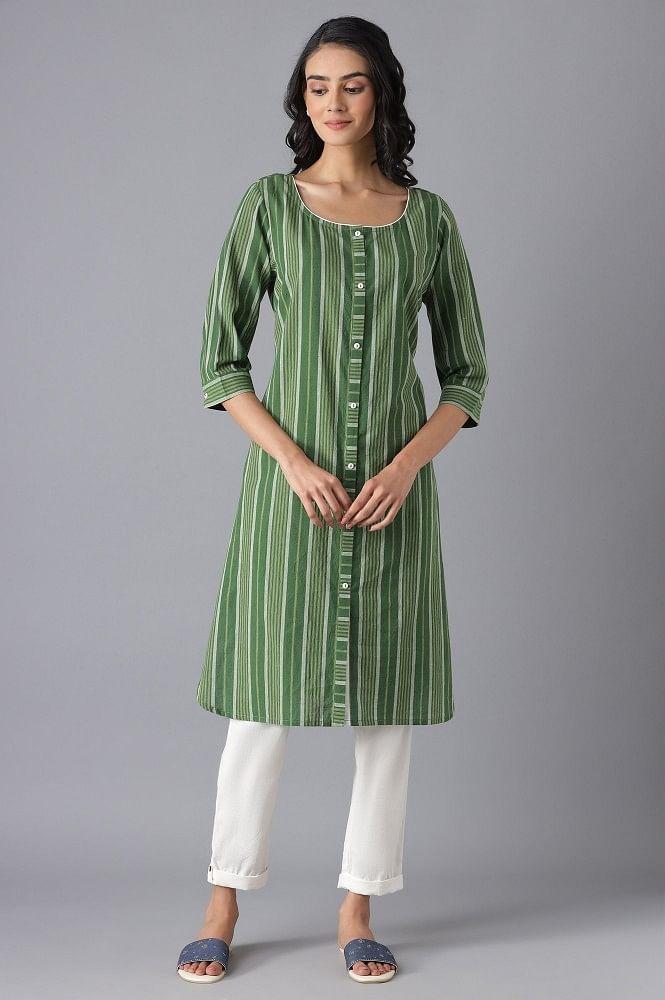 green casual kurta