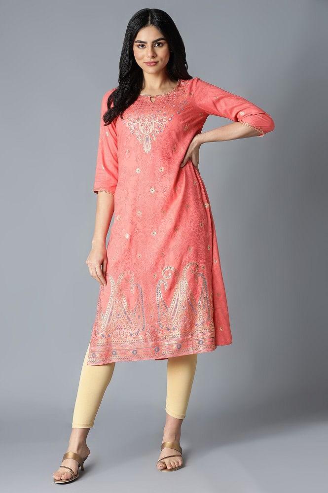 peach festive ethnic kurta