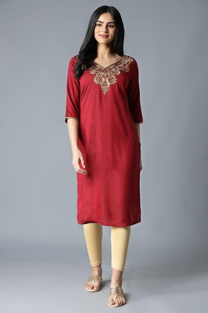 red floral printed kurta