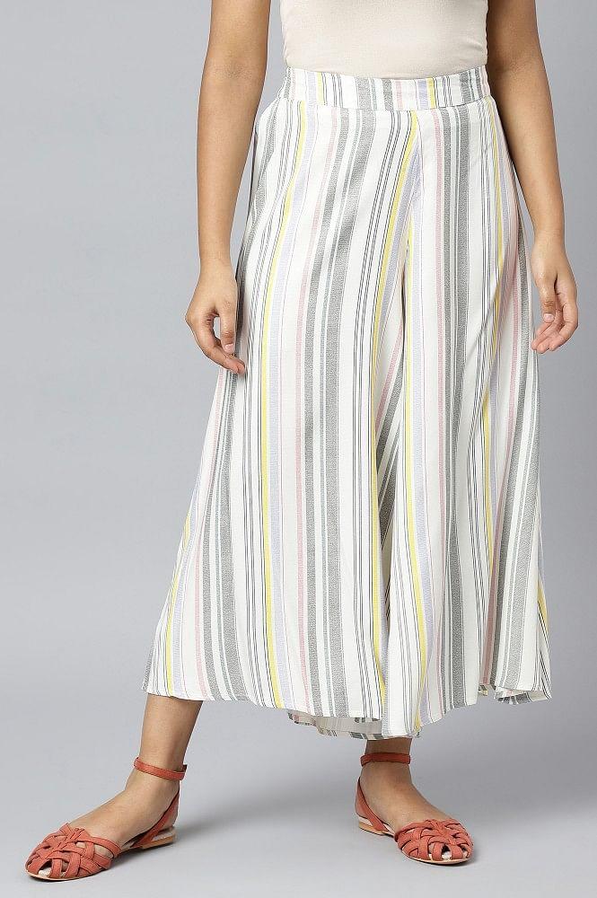 multi white flared culottes