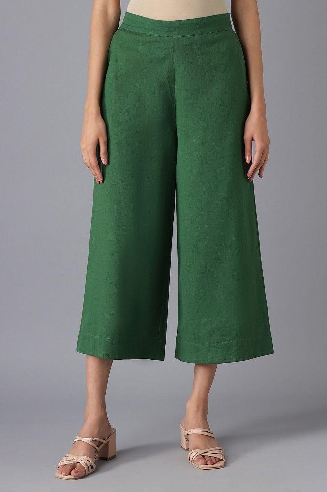 dark green solid culottes