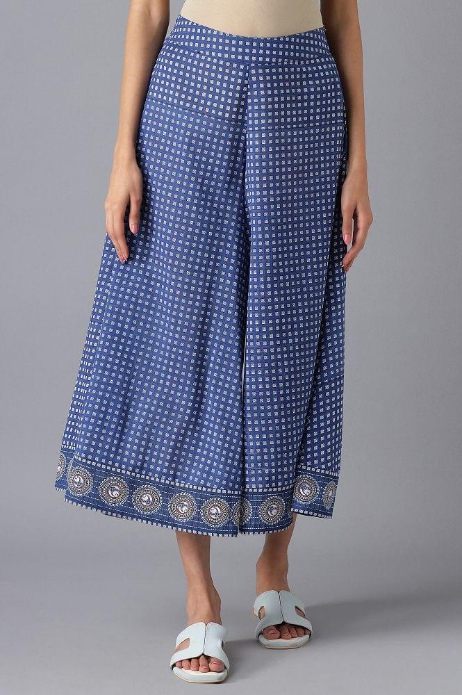 blue solid culottes