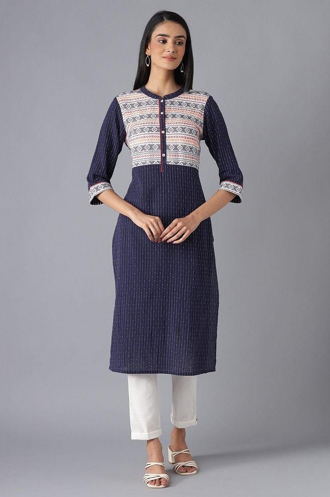 blue cotton kurta & trousers set