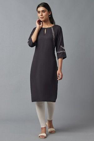 black embroidered kurta