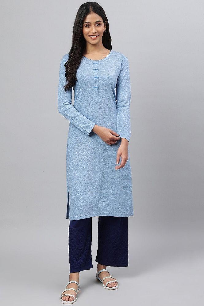 blue acrylic winter kurta