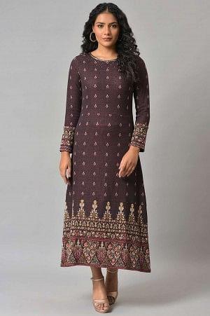 purple jacquard sequin winter dress