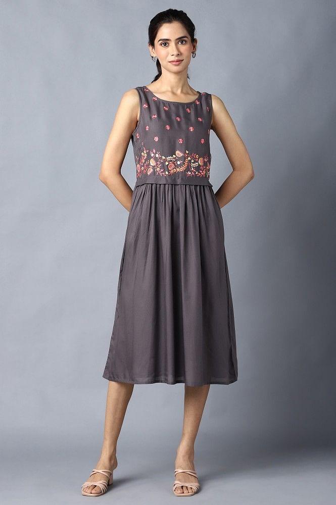 aure collection by aurelia grey sleeveless embroidered dress