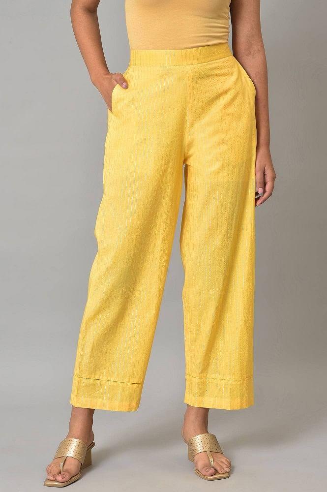 yellow staight fit women palazzo