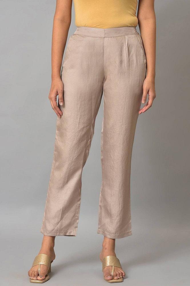 gold staight fit women palazzo pants