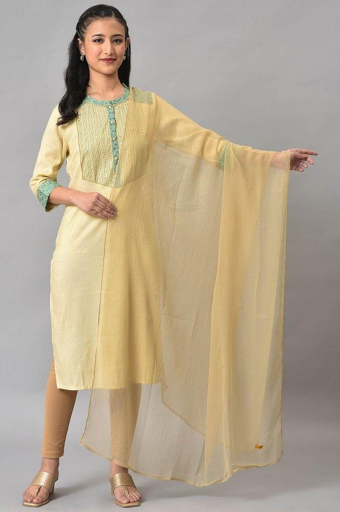 light gold printed ethnic dupatta