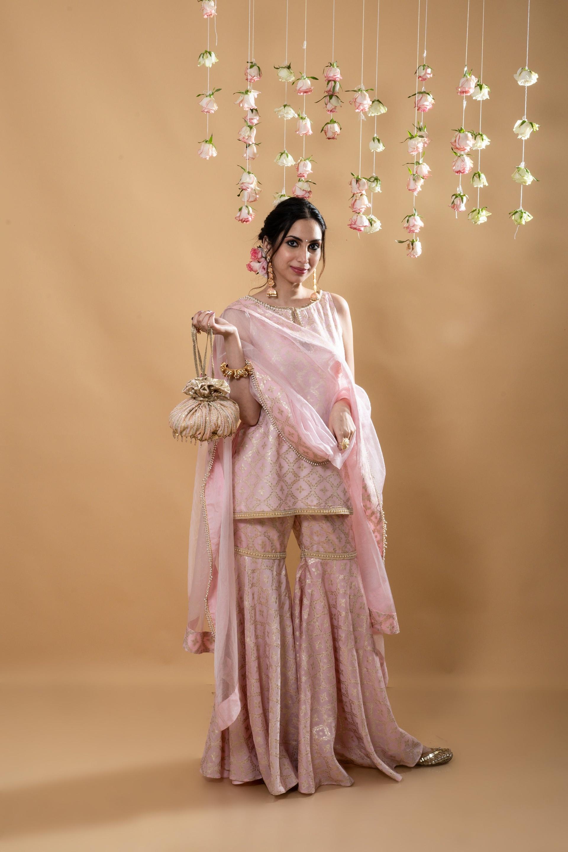 vani - kurta, sharara & dupatta powder pink