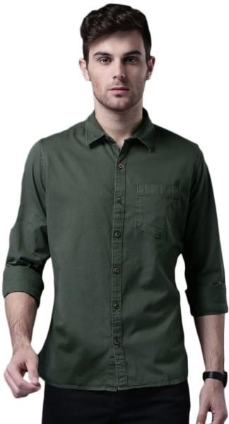 men slim fit solid casual shirt