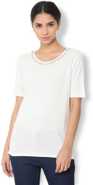 casual regular sleeves solid women white top