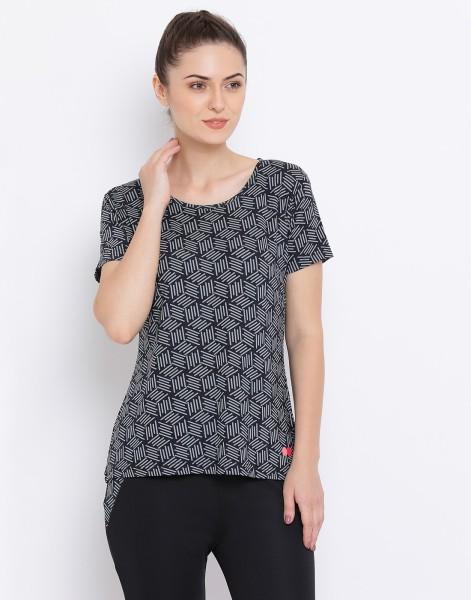 casual sleeveless geometric print women grey top