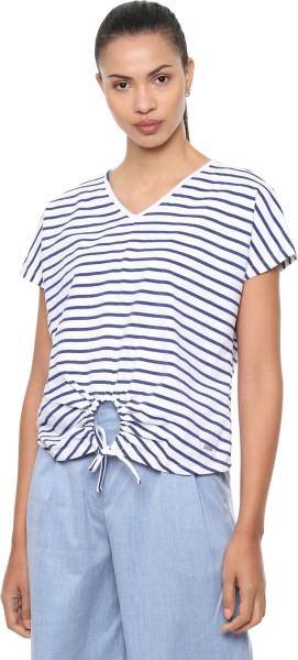 casual regular sleeves striped women white top