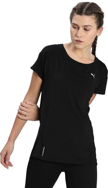 train favorite tee women solid round neck polyester black t-shirt