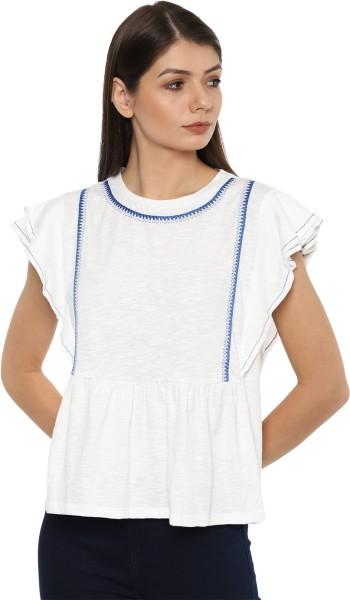 casual regular sleeves solid women white top