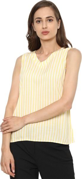 casual sleeveless striped women white, yellow top