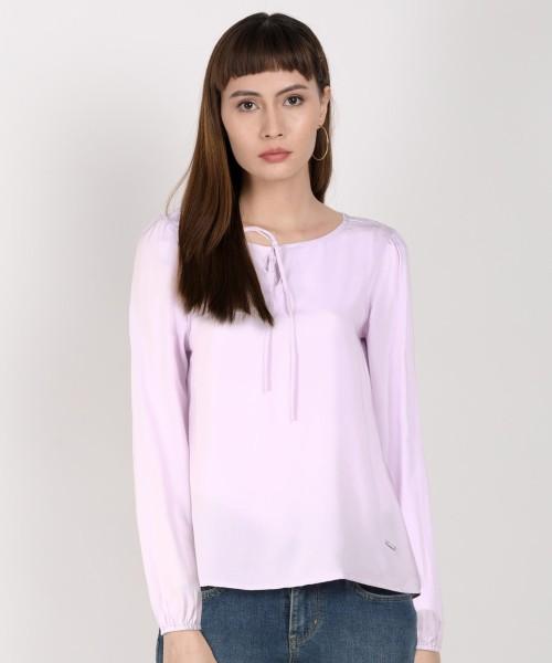 casual regular sleeves solid women purple top