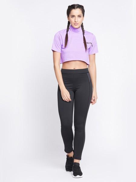 casual regular sleeves solid women purple top