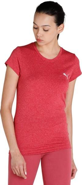 active poly tee women solid round neck polyester pink t-shirt